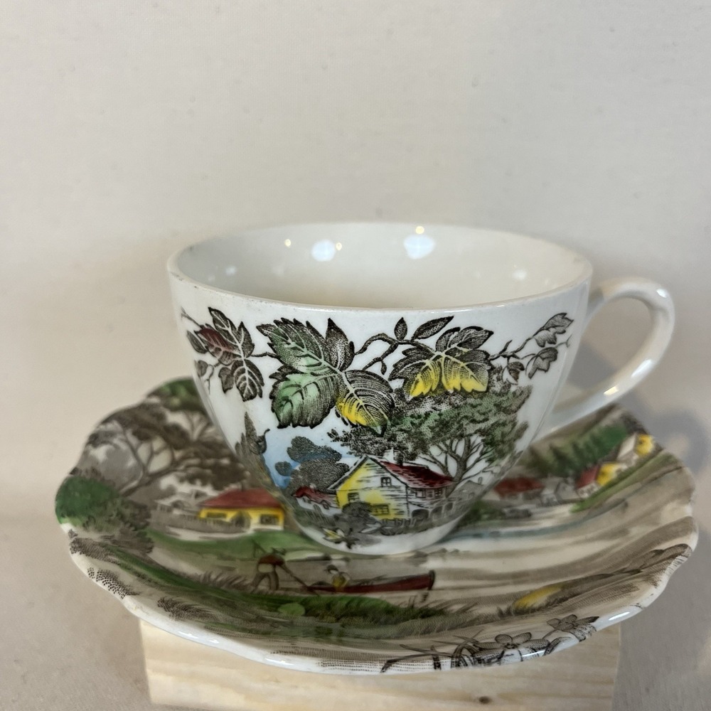 J & G Meakin Welcome Home Cup‎ And Saucer Classic ~1961 Cottage English Country